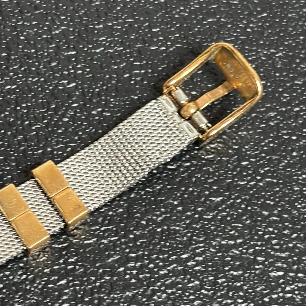 Stainless Steel Two Tone Faith Heart Slider Mesh Buckle Bracelet